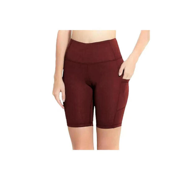 Ideology Women High Rise, Side Pockets Ins. 10" Biker Shorts,Fruity Red Pear, M - Picture 1 of 3